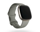 La Fitbit Sense est disponible en argent avec un bracelet de montre Sage Grey. (Image source : Fitbit)