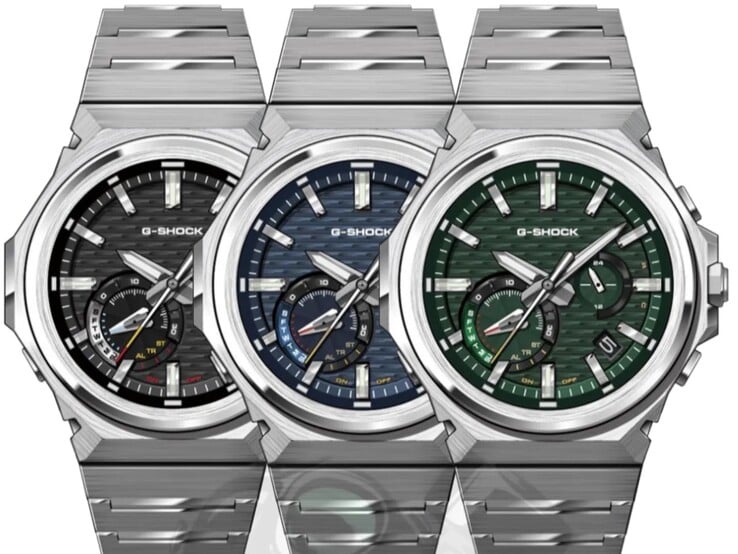 De gauche à droite : les montres Casio G-Shock GSTB1000D-1A, GSTB1000D-2A et GSTB1000D-3A. (Source de l'image : Casio)