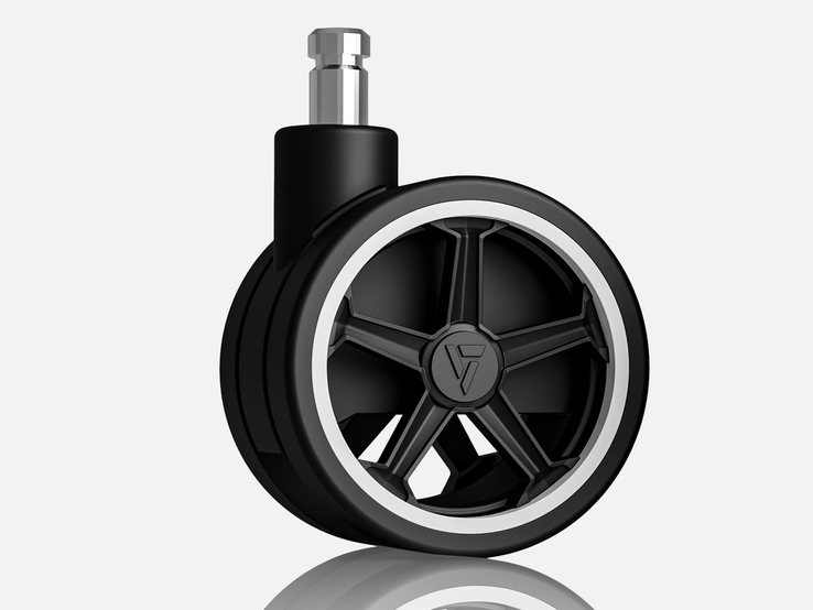 Chaque roulette Penta RS1 (photo) placée sous le fauteuil de jeu porte des éléments de design subtils sur le thème d'Audi.
