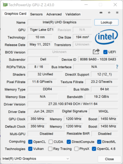 GPU-Z Intel UHD Xe (32 UEs)