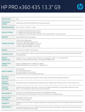 HP Pro x360 435 G9 - Spécifications. (Image Source : HP)