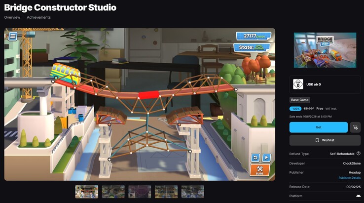 Bridge Constructor Studio gratuit sur l’Epic Games Store