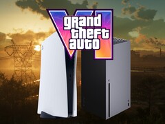 Le logo de GTA 6 apparaît au-dessus des consoles PS5 et Xbox