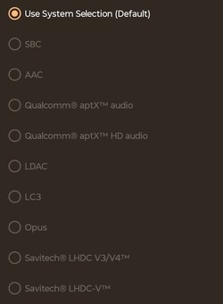 Codecs audio Bluetooth disponibles