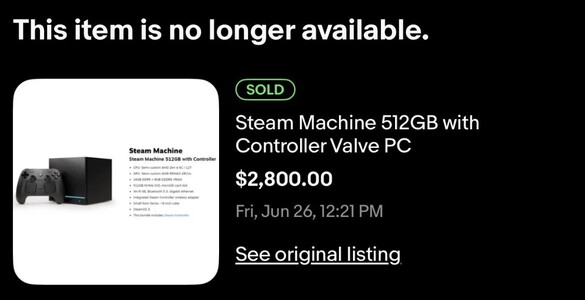Une Steam Machine vendue sur eBay. 