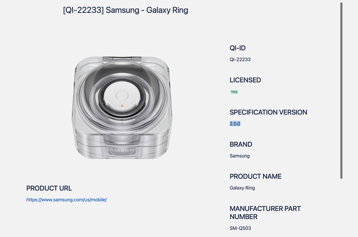 L'étui de recharge du Samsung Galaxy Ring est déjà certifié Qi2, bien qu'il soit dépourvu d'aimants et de charge rapide. (Image : Wireless Power Consortium)