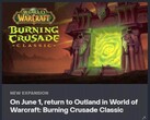World of Warcraft : Burning Crusade Classic capture d'écran de la date de sortie (Source : Nonbread sur Reddit)