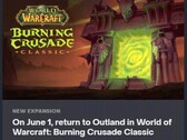 World of Warcraft : Burning Crusade Classic capture d'écran de la date de sortie (Source : Nonbread sur Reddit)