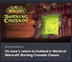 World of Warcraft : Burning Crusade Classic capture d'écran de la date de sortie (Source : Nonbread sur Reddit)