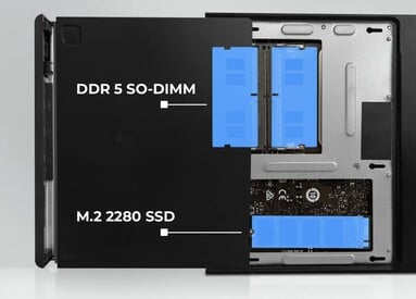 La mémoire et le stockage sont assurés par deux SO-DIMM et un seul emplacement M.2. (Source de l'image : MSI)