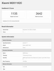 Mi 11. (Source de l'image : Geekbench via @yabhishekhd)