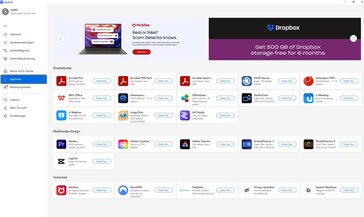 Onglet Publicité dans MyAsus