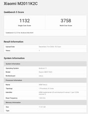 Mi 11. (Source de l'image : Geekbench via @yabhishekhd)