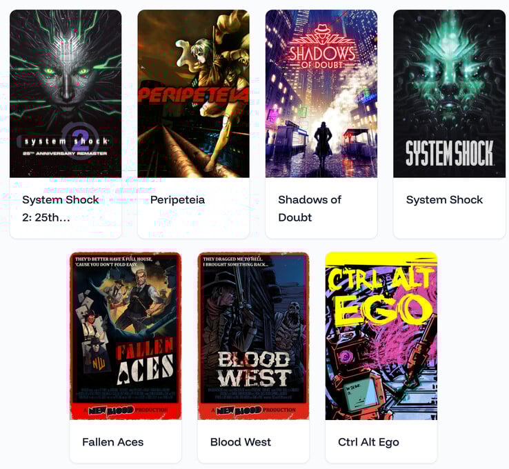 Tous les jeux inclus dans l'offre Return of the Immersive Sim (Image source : Digiphile)