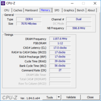 Acer Swift 3 - CPU-Z : mémoire vive.