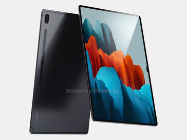 Samsung Galaxy Tab S8 Ultra. (Image source : 91Mobiles &amp; @OnLeaks)