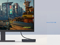 Le Mind Pro est également équipé d'une batterie intégrée. Sur la photo : un cliché promotionnel montrant le mini-PC en train de faire tourner Cyberpunk 2077. (Source de l'image : Khadas)