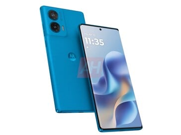 Image non officielle d'une des variantes bleues du Moto G96. (Source de l'image : Android Headlines)