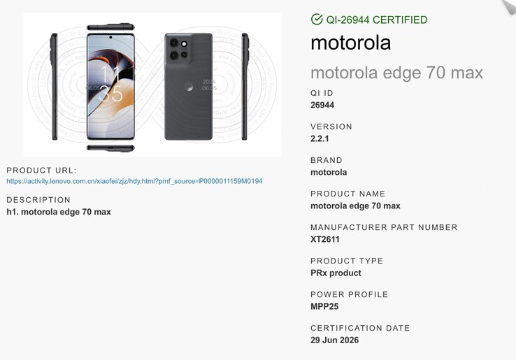 Le Motorola Edge 70 Max est compatible avec les chargeurs magnétiques Qi2.