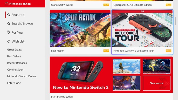 Changements apportés au Nintendo eShop avant la sortie de la Switch 2 (Image source : Nintendo of America with edits)