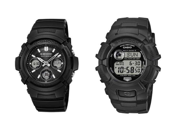 Les montres G-Shock Fire Package 2026 AWG-M100FP-1A1 (à gauche) et GW-2320FP-1A2 (à droite) de Casio