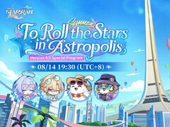 Illustration promotionnelle officielle de Honkai: Star Rail version 4.5, « To Roll the Stars in Astropolis ».
