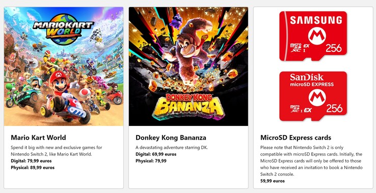 Prix de Mario Kart World Donkey Kong Bananza Espagne (Source : Nintendo Store)