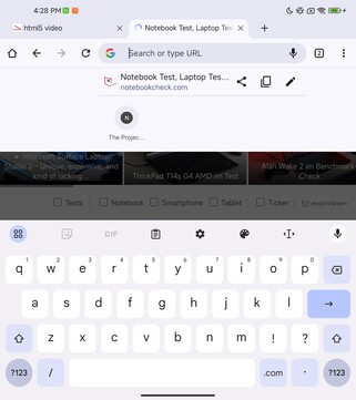 Clavier sur l'écran intérieur, mode portrait (Google Gboard)