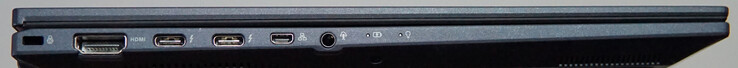Ports sur la gauche : Verrouillage Kensington, HDMI, 2x Thunderbolt 4, mini gigabit LAN, casque d'écoute