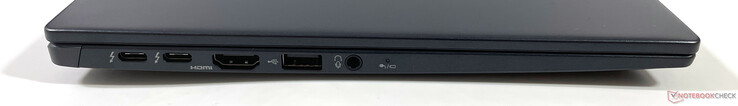 A gauche : 2x USB-C avec Thunderbolt 4, HDMI 2.0, USB-A 3.2 Gen.1, audio 3.5 mm