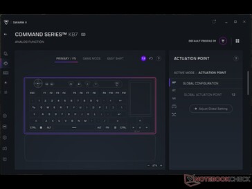 Commande de réglage de l'actionnement du KB7.