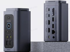 La station d'accueil Spacemate RD1 Pro de Basesus, sur fond gris. (Source de l'image : Baseus)