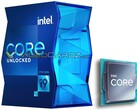 Boîte pour le i9-11900K et nouveau logo Intel Core sur la puce. (Source de l'image : VideoCardz/PCGamesN - édité)