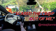 La version beta v12 de la FSD de Tesla semble présenter encore de sérieux problèmes malgré le passage à l'IA de bout en bout. (Source de l'image : MissJIlianne sur X - capture d'écran, modifiée)