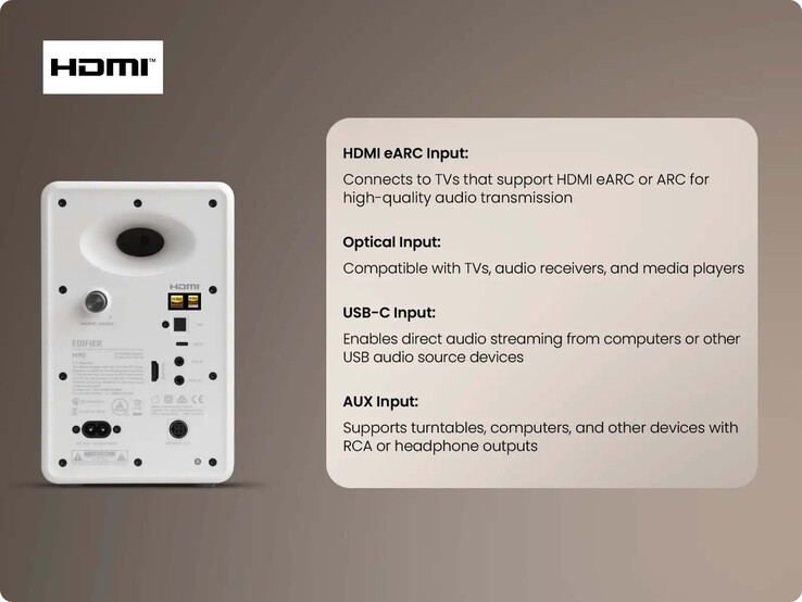 L'Edifier M90 offre une large gamme d'entrées audio