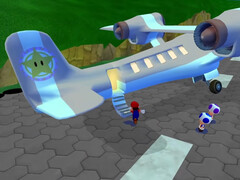 Dans *Super Mario Eclipse*, Mario monte à bord de l'avion de vacances de la princesse Peach.