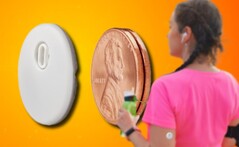 Le glucomètre en continu FreeStyle Libre 3 est extrêmement petit et peut être utilisé pendant 14 jours avant d'être remplacé. (Image source : Abbott - édité)