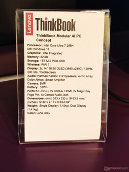 Lenovo ThinkBook Modular AI PC concept specs (en anglais)