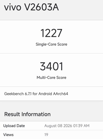 La fiche Geekbench de l'iQOO Z11