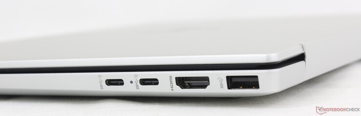 À droite : 2x USB-C (10 Gbps) avec DisplayPort + Power Delivery, HDMI 2.1, USB-A (10 Gbps)