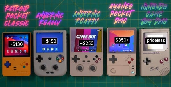 L'Anbernic RG477V est plus grand que la plupart de ses concurrents, mais il dispose également d'un grand écran. (Source de l'image : Retro Game Corps)
