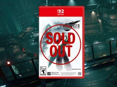 La boîte de Final Fantasy 7 Remake Switch 2 avec le signe de rupture de stock (Image source : Amazon, Square Enix with edits)
