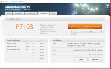 HP Pavilion Gaming 15 - 3DMark 11 : sur batterie.
