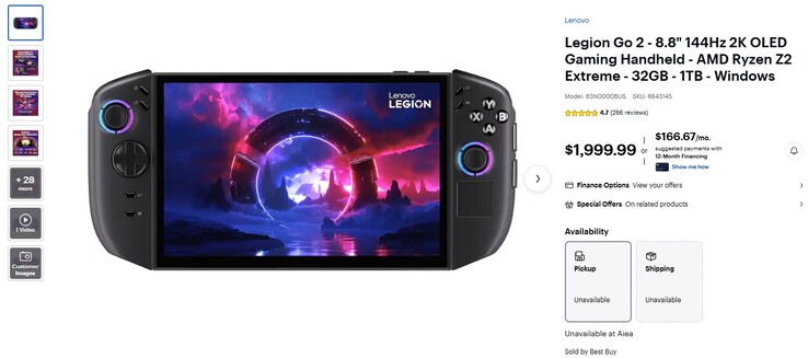 Legion Go 2 listé sur Best Buy. 