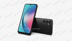 Un rendu du &quot;Galaxy A25 5G&quot;. (Source : OnLeaks x Giznext)