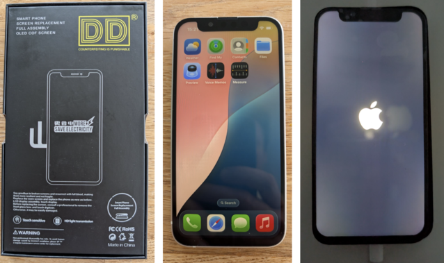 Un bel emballage, mais malgré ce que dit la boîte, il ne s'agit pas d'un OLED. Maintenant mon iPhone a un menton comme en 2015 (Image Source : Notebookcheck)