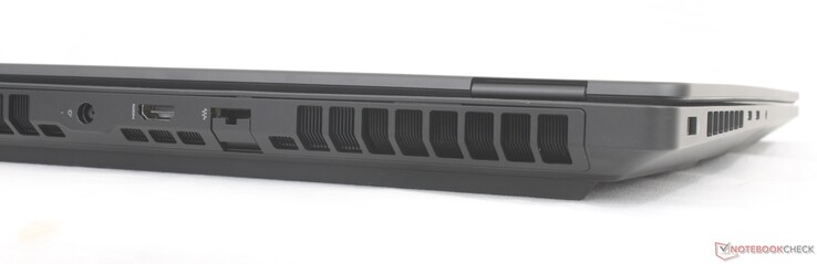 Arrière : adaptateur secteur, HDMI 2.1, RJ-45 (2.5 Gbps)