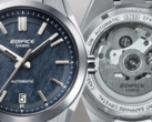 Sur la photo, la Casio EFK-100D-2A avec un cadran bleu texturé et un fond transparent pour le mouvement mécanique. (Source de l'image : Casio)