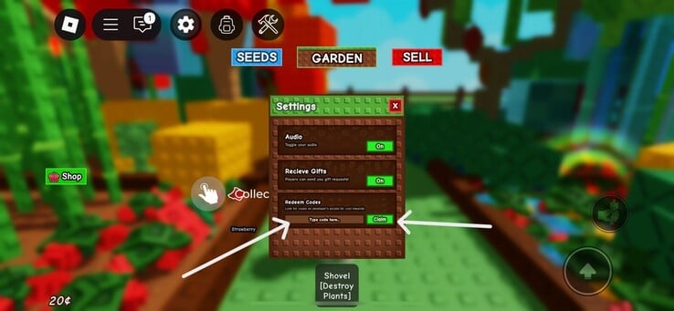 Saisissez le code et cliquez sur "réclamer" (Image Source : Roblox)