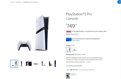 La PS5 Pro est en rupture de stock sur le PlayStation Store américain
